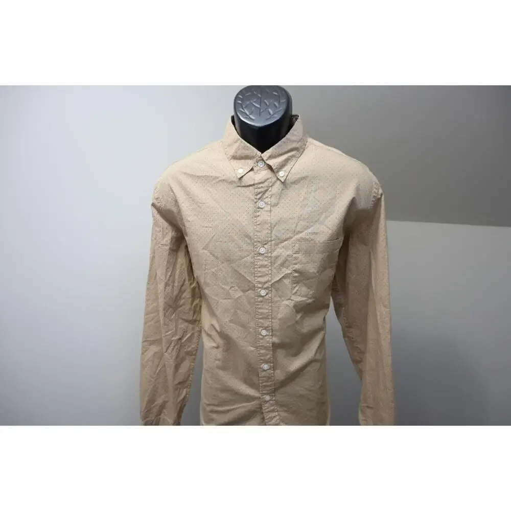 J Crew Flex Dress Shirt Brown Spotted Casual Button Up Mens Sz‎ Large